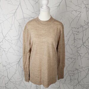 Badgley Mischka Beige 100% Merino Wool Mockneck Sweater
